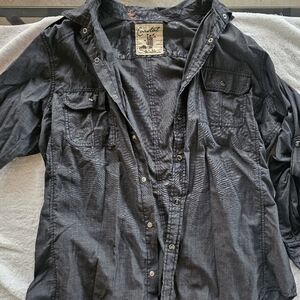 Men's Casual Button Down Shirt - Black
